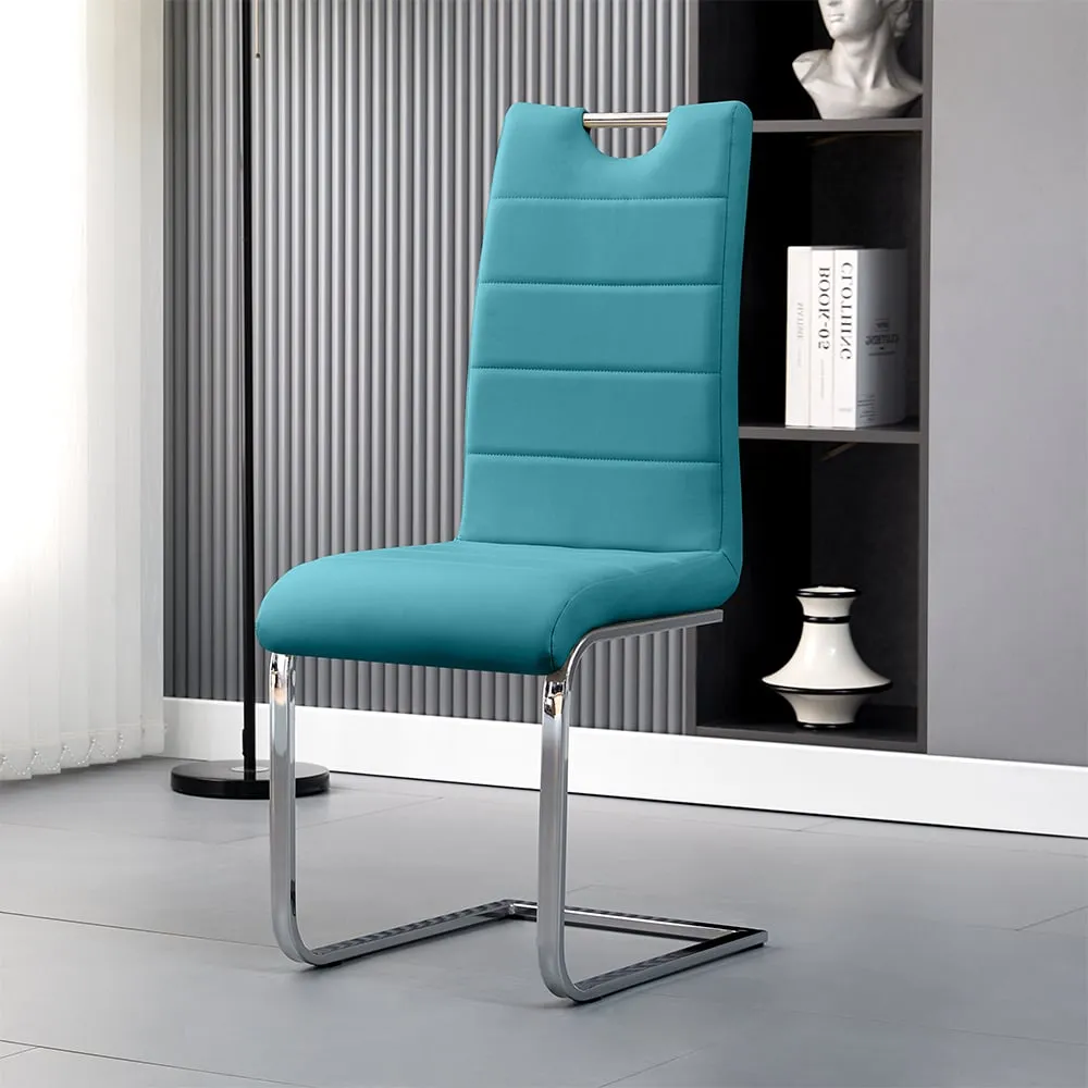 Petra Dining Chair - Teal, Faux Leather image