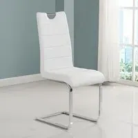 Petra Dining Chair - White, Faux Leather