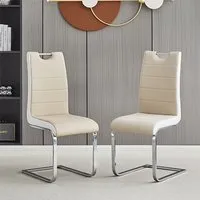 Petra Dining Chairs (Pair) - Taupe, Faux Leather alternate view