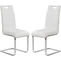 Petra Dining Chairs Set of 2 - White, Faux Leather