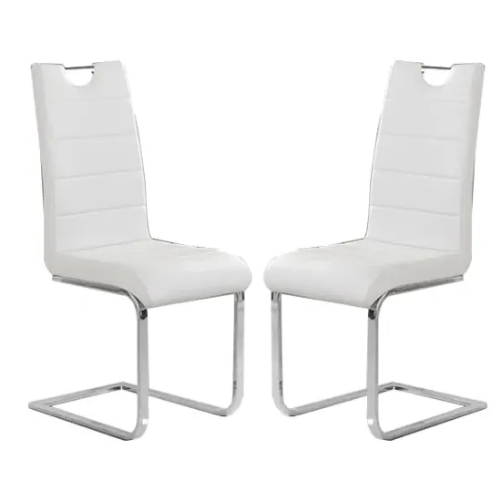 Petra Dining Chairs Set of 2 - White, Faux Leather image