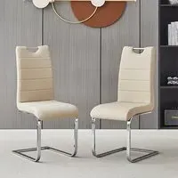 Petra Dining Chairs - Taupe, Faux Leather