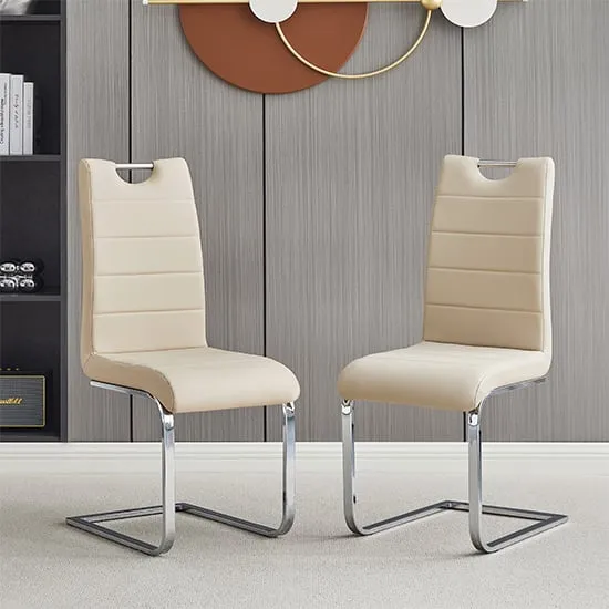 Petra Dining Chairs - Taupe, Faux Leather image