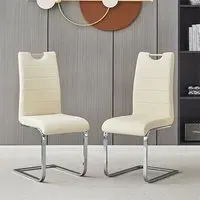 Petra Faux Leather Dining Chairs Pair - Cream