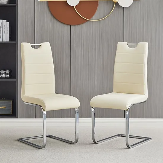 Petra Faux Leather Dining Chairs Pair - Cream image