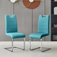 Petra Faux Leather Dining Chairs - Teal