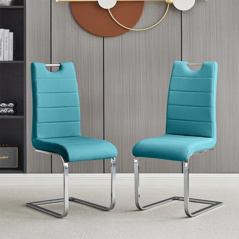 Petra Faux Leather Dining Chairs - Teal image
