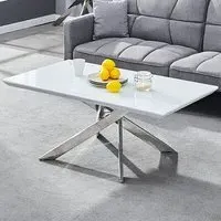 Petra Glass Top Coffee Table - White, Chrome