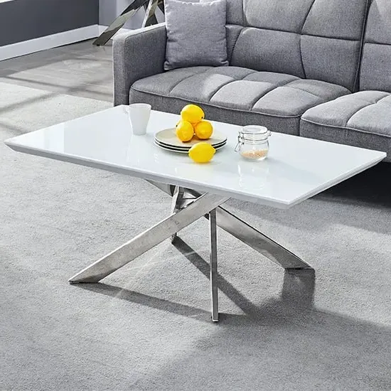 Petra Glass Top Coffee Table - White, Chrome