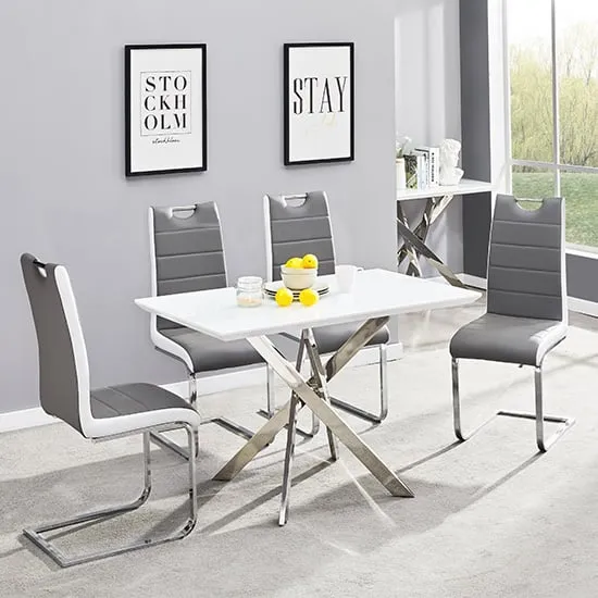 Petra Small Glass Dining Set with 4 Chairs - White image