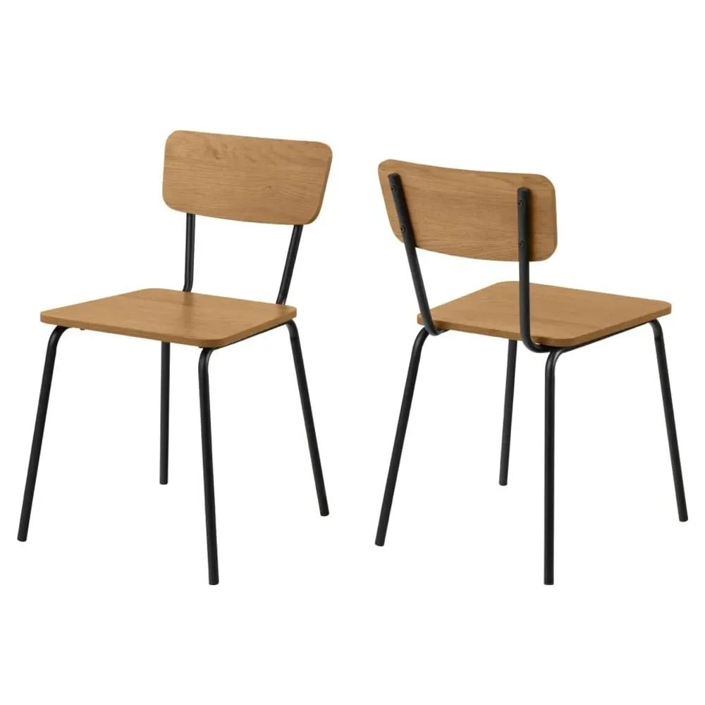 Petros Wild Oak Wooden Dining Chairs In Pair image