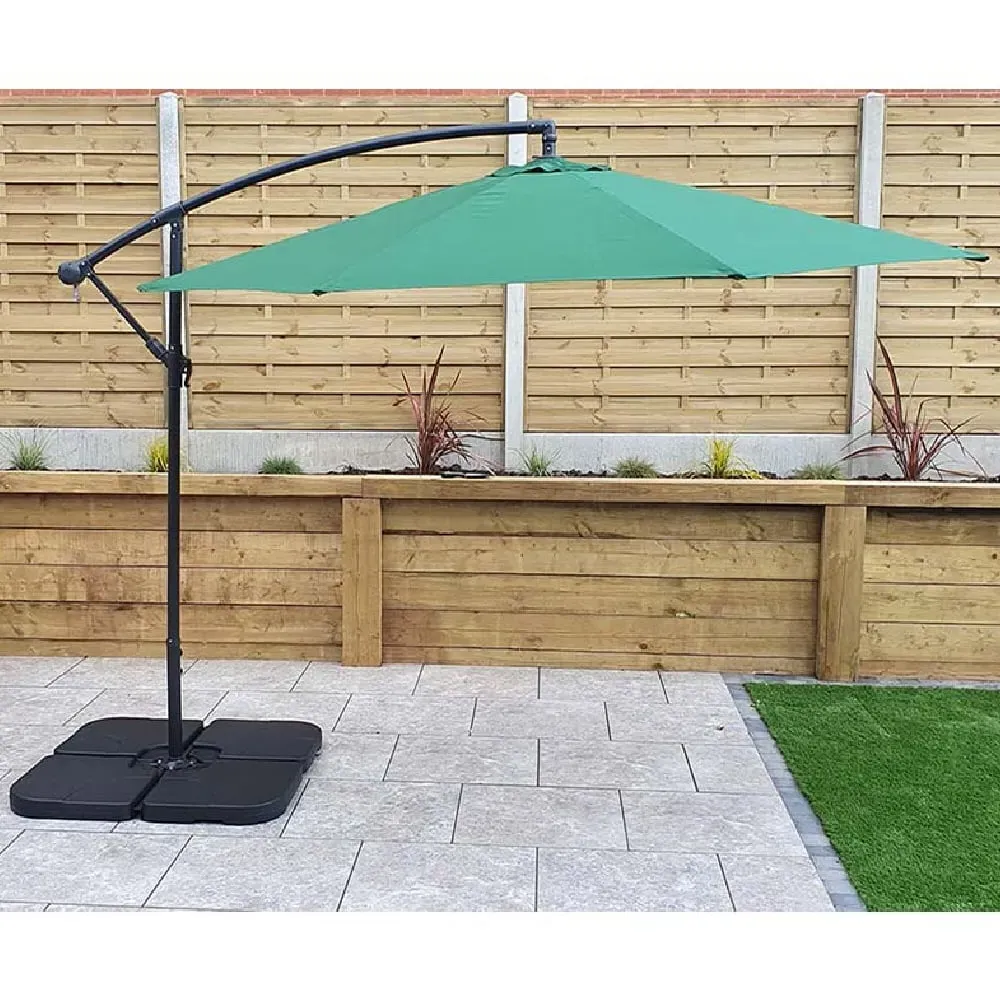 Pevely 3m Garden Parasol with Crank - Green, Polyester image