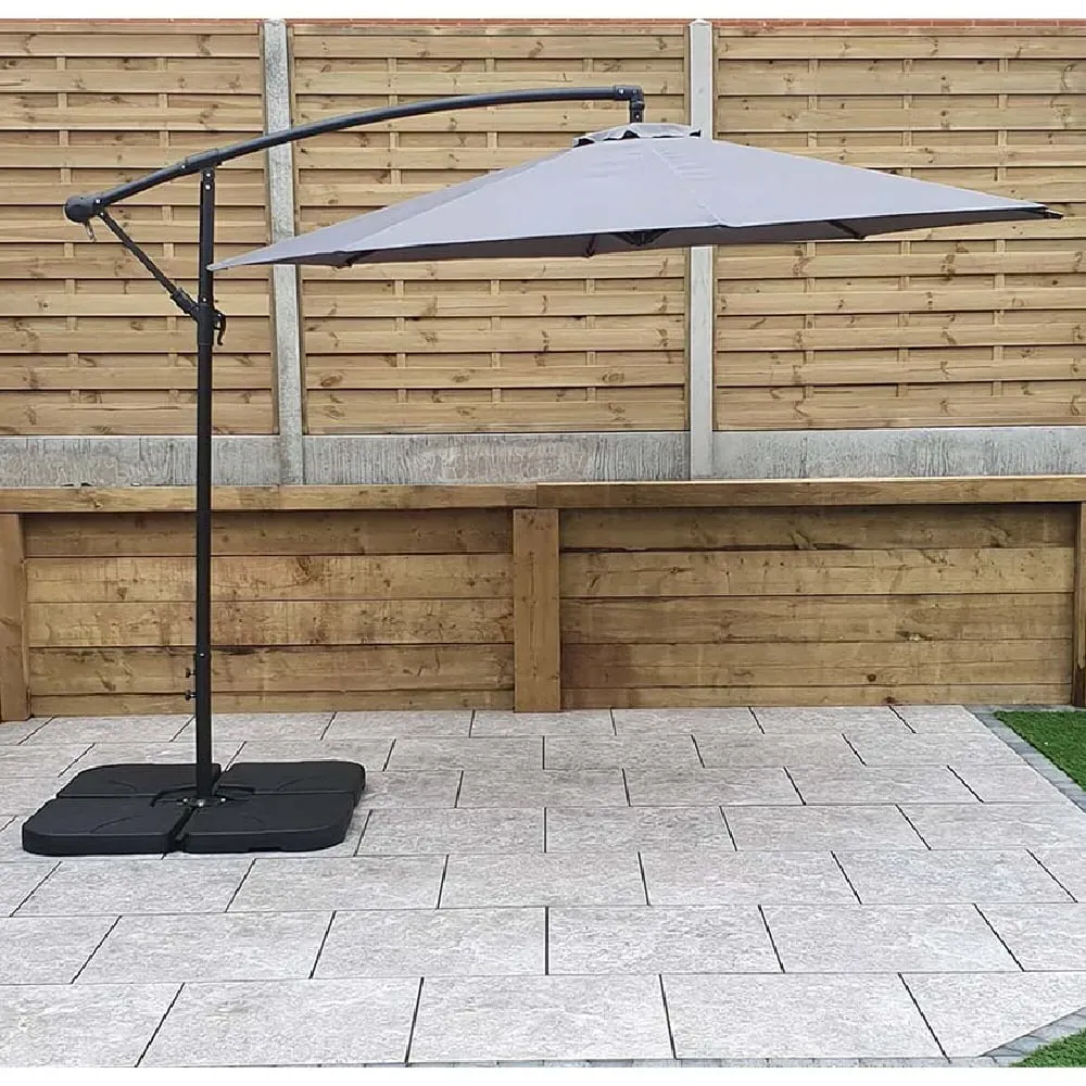 Pevely 3m Garden Parasol with Crank - Grey, Polyester