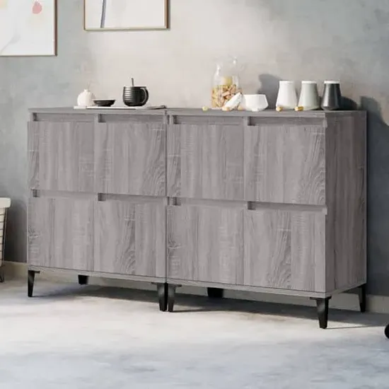 Peyton Sideboard with 8 Doors - Grey, Sonoma Oak