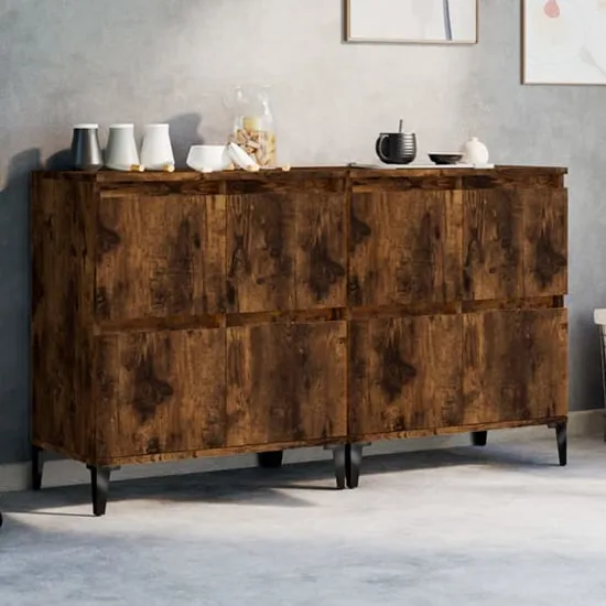 Peyton Sideboard with 8 Doors - Smoked Oak