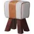 Phaet Faux Leather Canvas Stool - White, Goatskin Leather