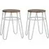 Pherkad Round Wooden Stools with Hairpin Legs - Grey, Elm