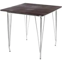 Pherkad Square Dining Table - Chrome, Elm Wood