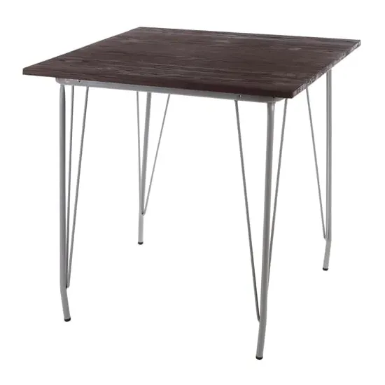Pherkad Square Dining Table - Grey, Elm Wood