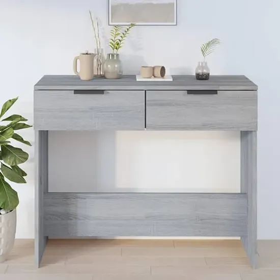 Phila Console Table with 2 Drawers - Grey, Engineered Wood