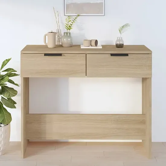 Phila Console Table with 2 Drawers - Sonoma Oak, Engineered Wood product