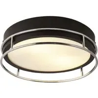 Phoenix 2 Light Flush Light - Black, Frosted Glass
