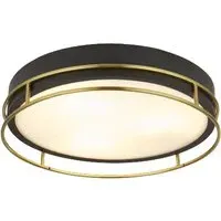 Phoenix 3 Light Flush Light - Black, Frosted Glass