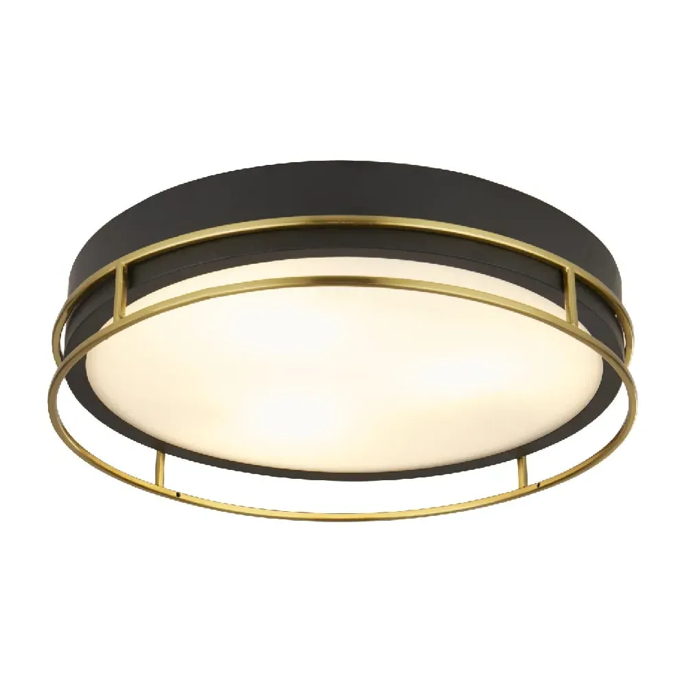 Phoenix 3 Light Flush Light - Black, Frosted Glass