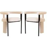 Phoenix Dining Chairs with Black Metal Frame - Cream, Fabric