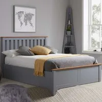 Phoney Double Ottoman Bed with Storage - Stone Grey, Wood