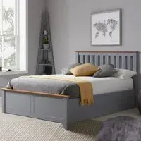 Phoney Single Ottoman Bed with Storage - Stone Grey, Wood