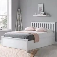 Phoney Single Ottoman Bed with Storage - White, Wood