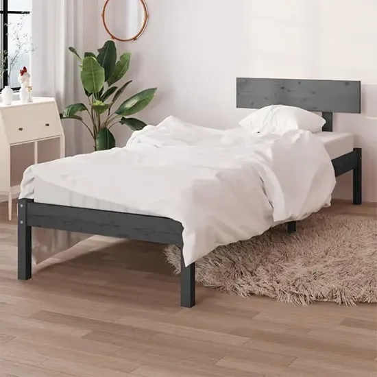 Phyre Single Bed Frame - Grey, Pinewood
