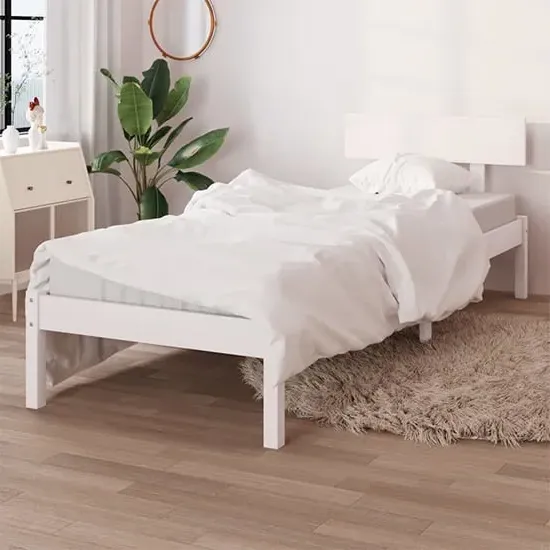 Phyre Single Bed Frame - White, Pinewood