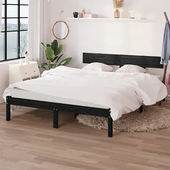 Phyre Small Double Bed Frame - Black, Pinewood