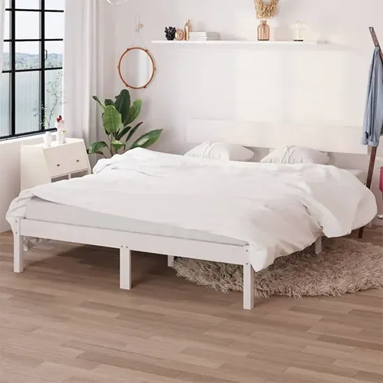 Phyre Small Double Bed Frame - White, Pinewood