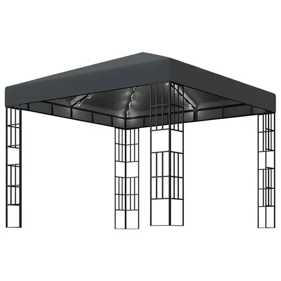 Piav Small Gazebo with LED String Lights - Anthracite, Polyester product
