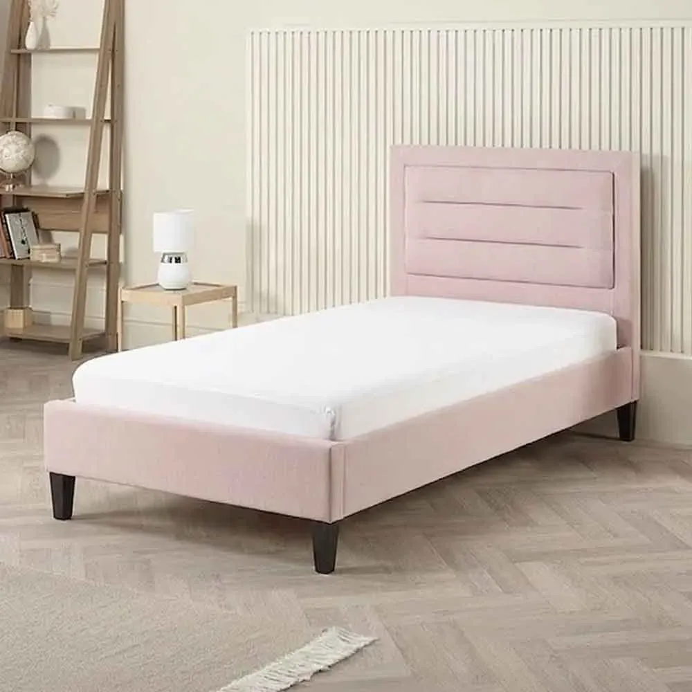 Picasso Single Bed Frame with Quilted Headboard - Pink, Fabric product
