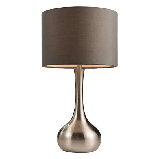 Piccadilly Touch Table Lamp with Fabric Shade - Grey, Satin Nickel image