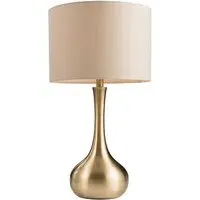 Piccadilly Touch Table Lamp with Fabric Shade - Taupe, Soft Brass
