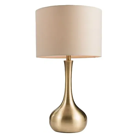 Piccadilly Touch Table Lamp with Fabric Shade - Taupe, Soft Brass