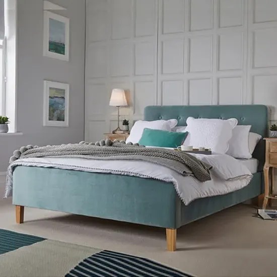 Piera Double Bed - Aqua, Velvet