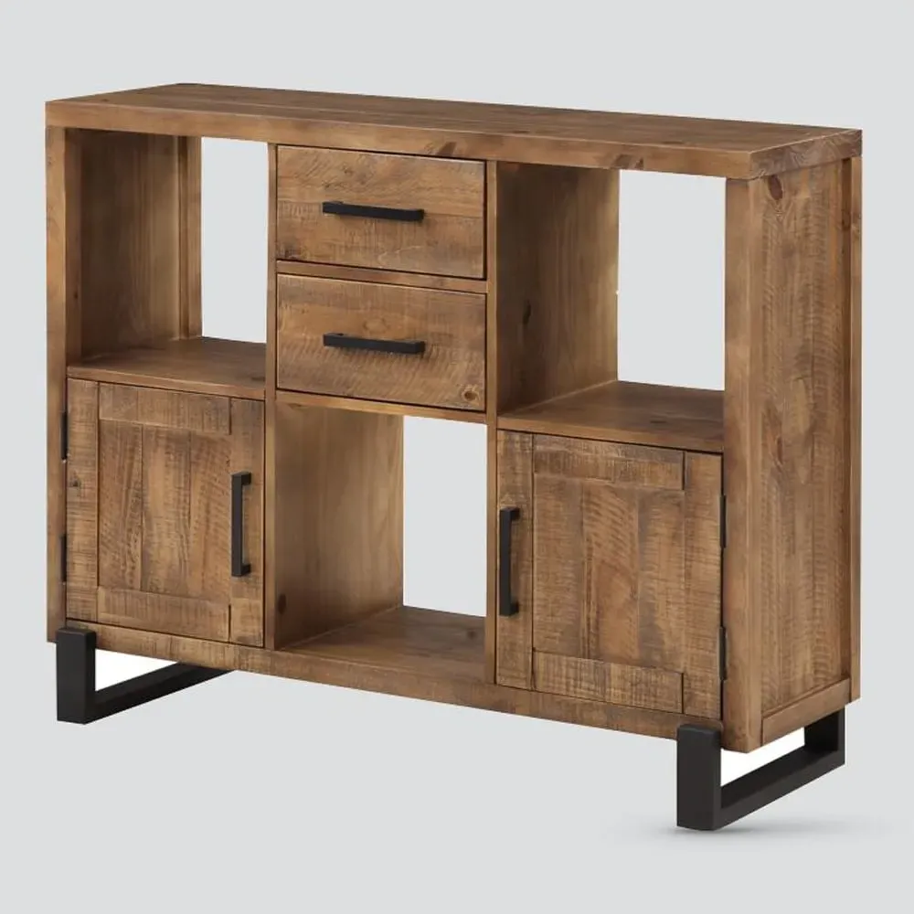 Pierre Low Display Cabinet with Glass Doors - Oak