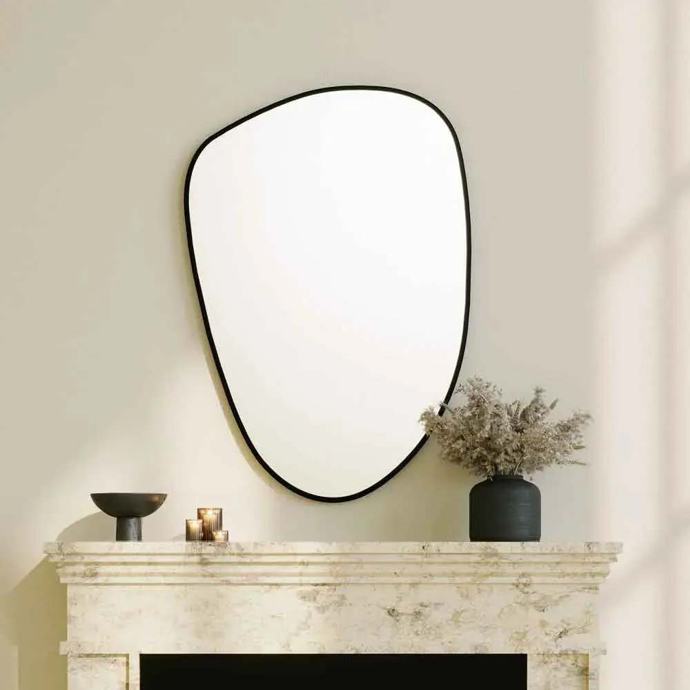 Pietra Wall Mirror with Wooden Frame - Black, MDF product