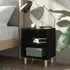Pilis Bedside Cabinet with Natural Legs - Black, Chipboard