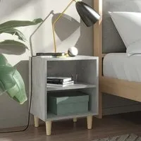 Pilis Bedside Cabinet with Natural Legs - Concrete Effect