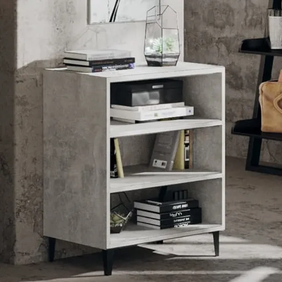 Pilvi 3-Shelf Bookcase - Concrete Effect, Chipboard