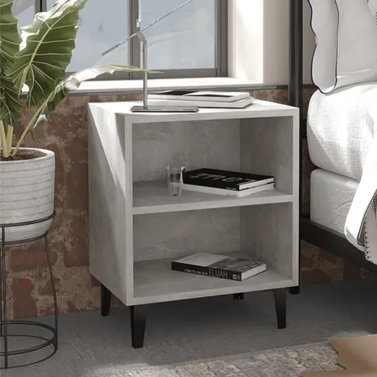 Pilvi Bedside Cabinet with Metal Legs - Concrete Effect image
