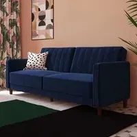 Pina Sofa Bed with Wooden Legs - Blue, Velvet