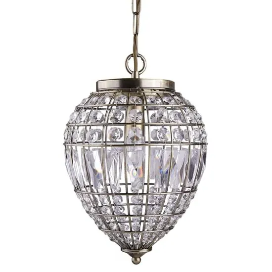 Pineapple Crystal Glass Buttons Pendant Light - Antique Brass image